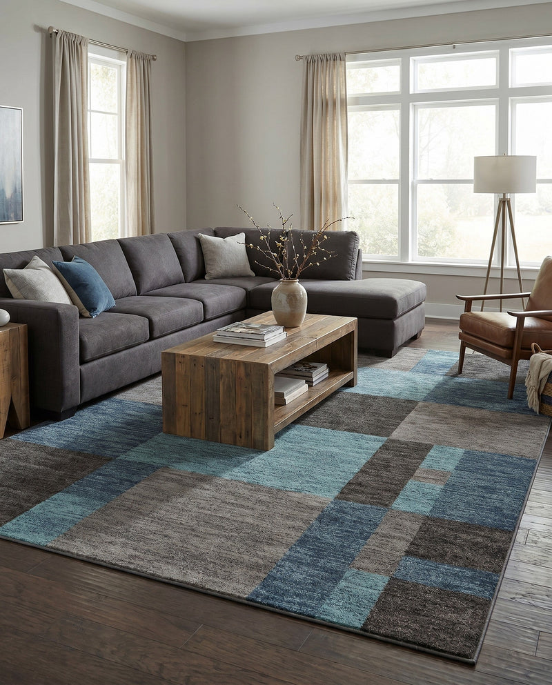 Autumn Meadow Collection Area Rug -  Sycamoreside (Blue Gray) Rectangle Blue Gray  lifestyle 12