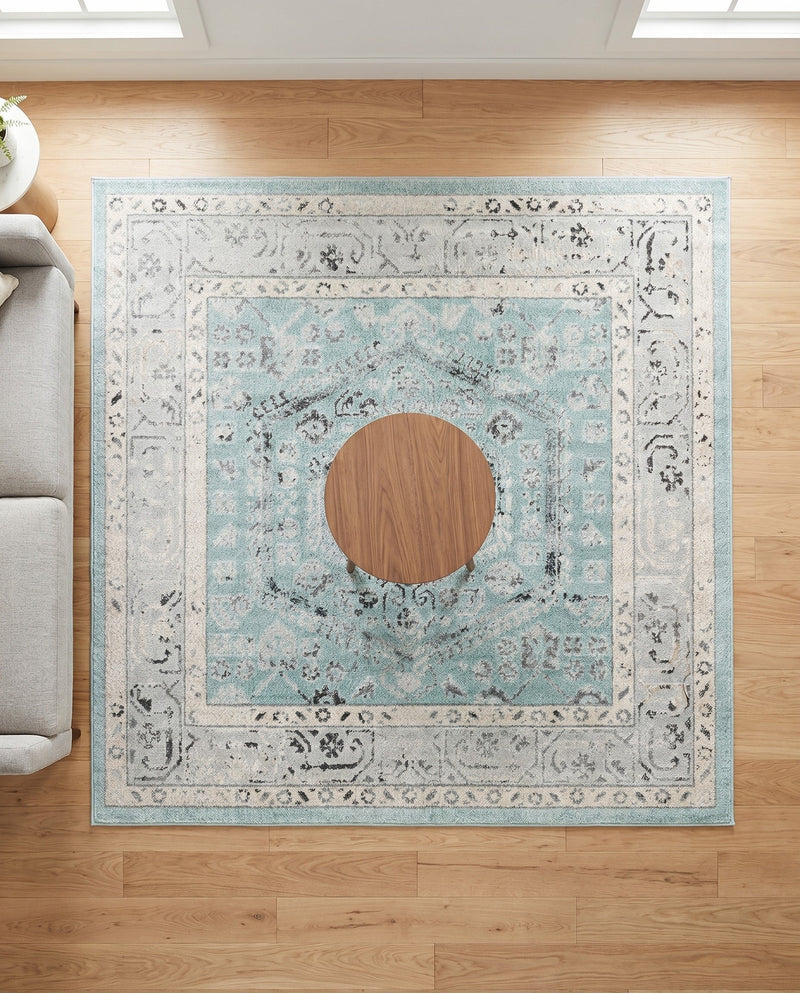 Adriana Terrace Collection Area Rug - Capri (Aqua) Square Aqua  lifestyle 22