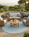 Savannah Pergola Collection Area Rug -  Pergola (Aqua) Round Aqua  lifestyle 63