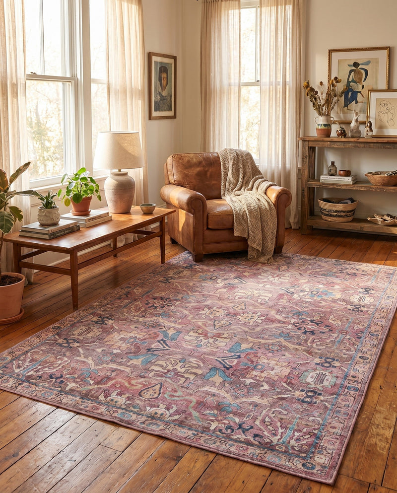 Vintage Memories Collection Area Rug -  Memories Rectangle Pink  lifestyle 7