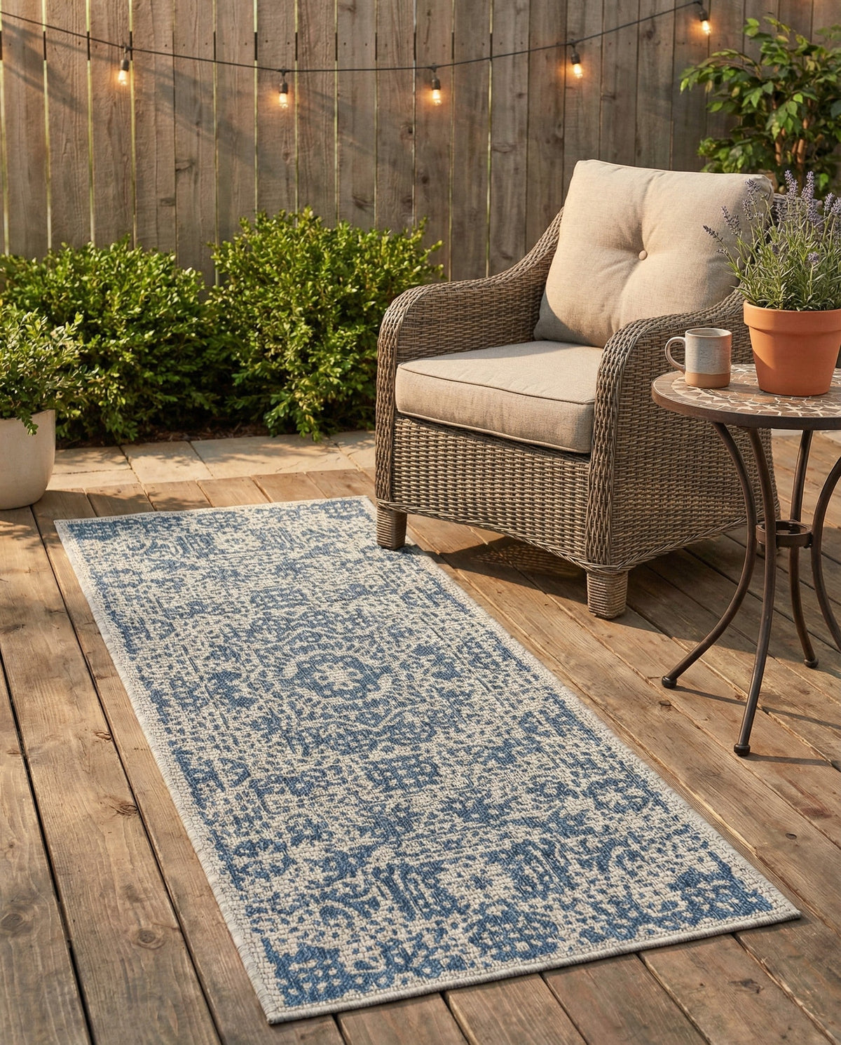 Patio Heritage Collection Area Rug - Savannah (Blue) Runner Blue  lifestyle 132