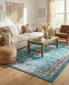 Geneva Terrace Collection Area Rug -  Yverdon Rectangle Blue  lifestyle 26
