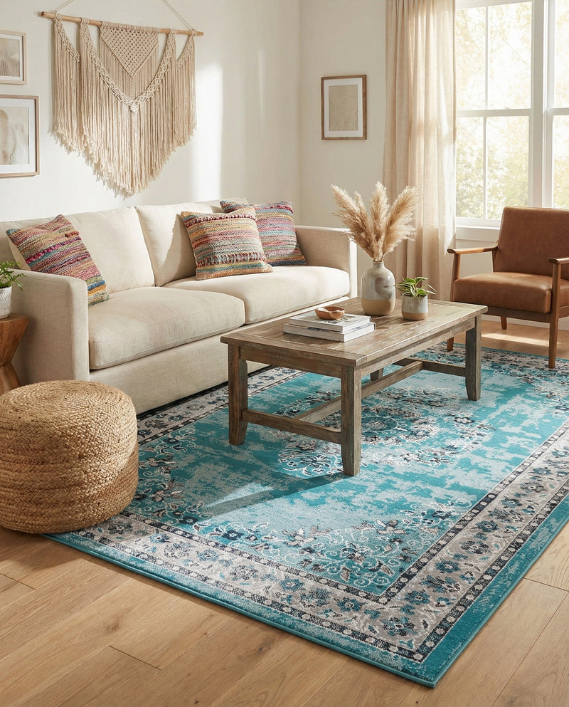 Geneva Terrace Collection Area Rug -  Yverdon Rectangle Blue  lifestyle 26