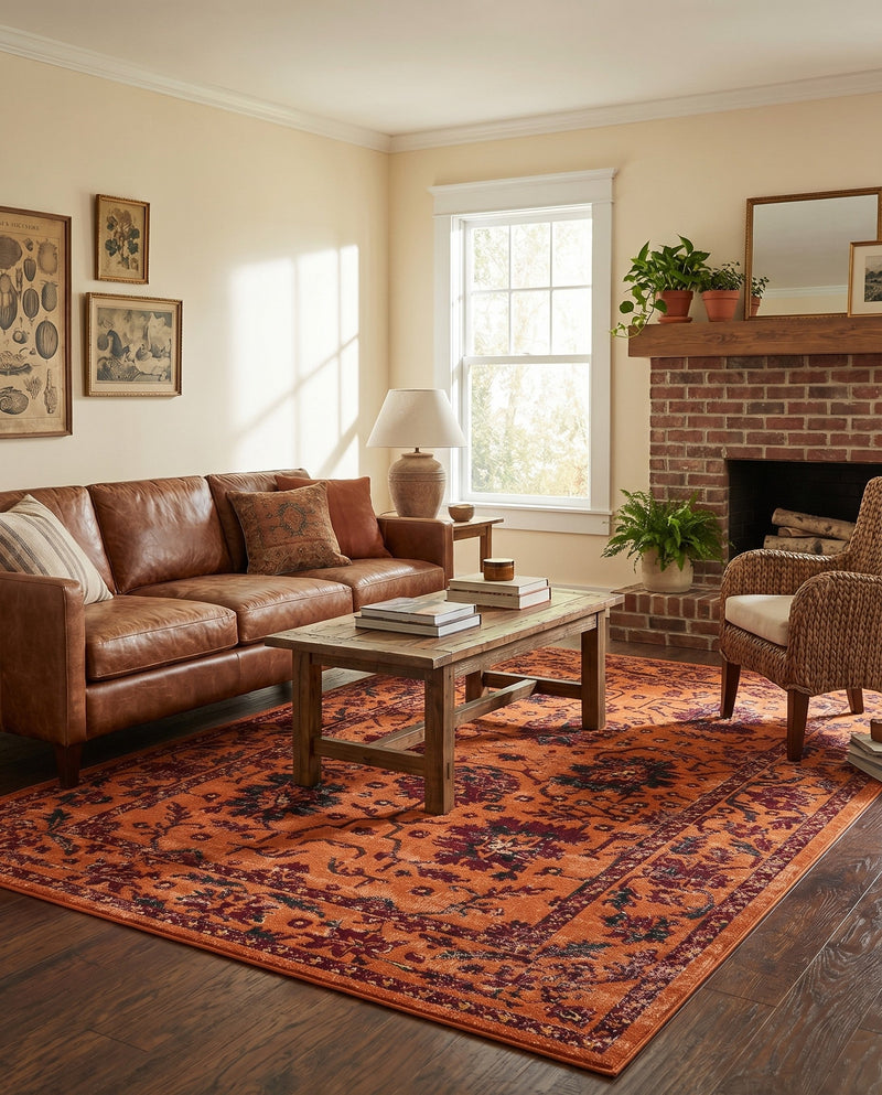 Geneva Terrace Collection Area Rug -  Lausanne Rectangle Orange  lifestyle 14