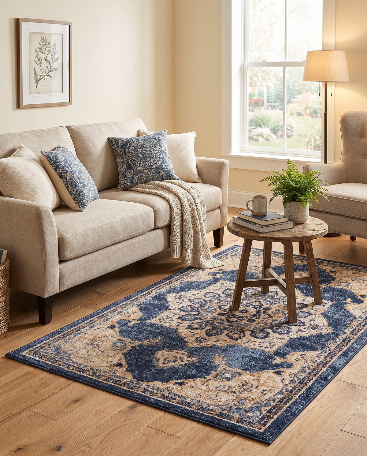 Eden Oasis Collection Area Rug -  Tranquility (Navy Blue) Rectangle Navy Blue  lifestyle 27