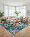 Sorrento Shores Collection Area Rug - Positano Square Navy Blue  lifestyle 44