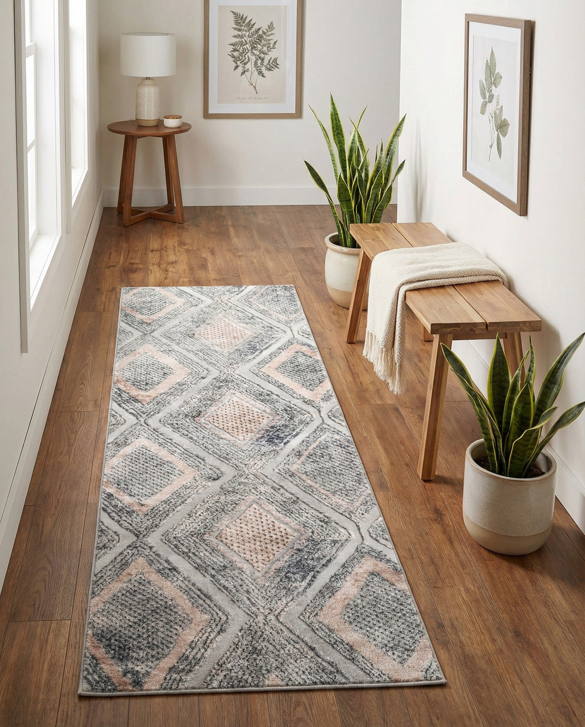 Aegean Elegance Collection Area Rug -  Rhodes Runner Gray Cream  lifestyle 80