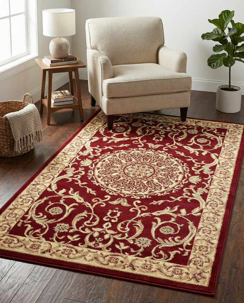 Versailles Elegance Collection Area Rug -  Montreuil Rectangle Red  lifestyle 49
