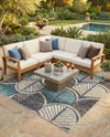 Outdoor Marrakesh Collection Area Rug -  Rabat Square Gray Blue Ivory  lifestyle 71