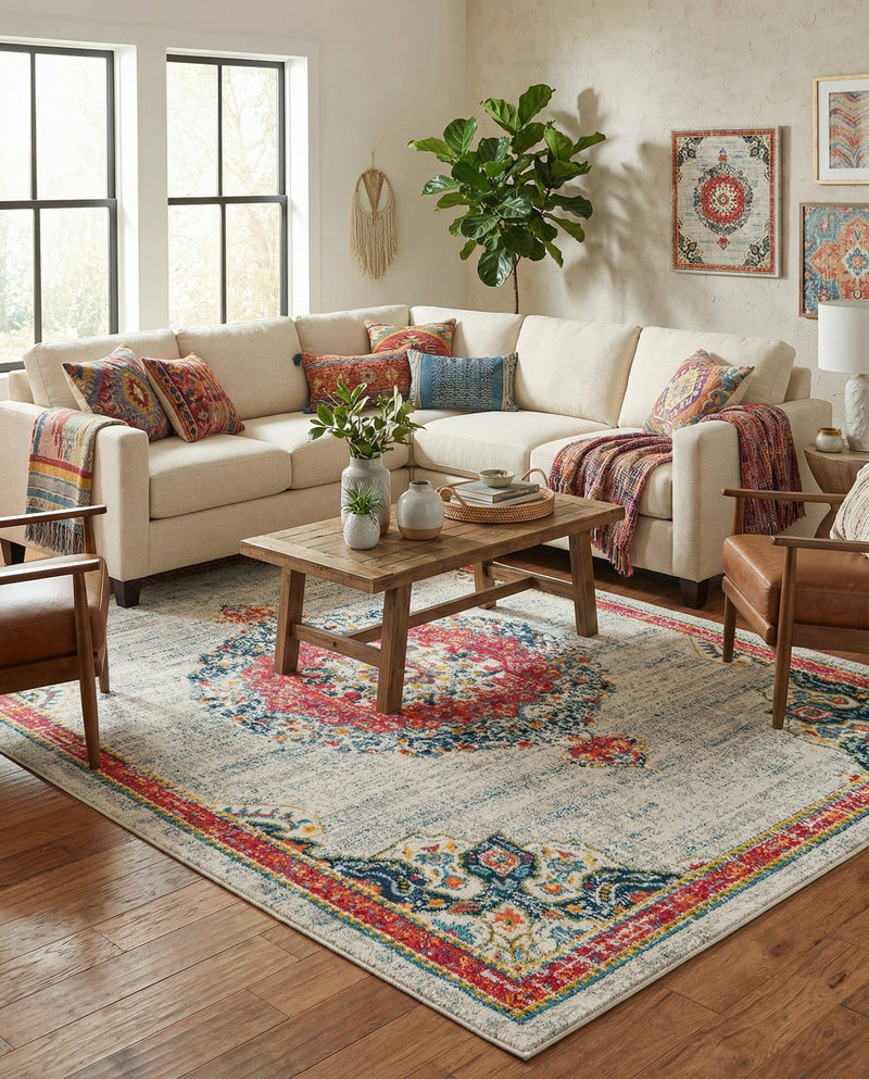 Brighton Terrace Collection Area Rug - Hove (Ivory) Rectangle Ivory  lifestyle 5