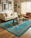 Tabriz Tapestries Collection Area Rug - Azerbaijan (Turquoise) Rectangle Turquoise  lifestyle 7