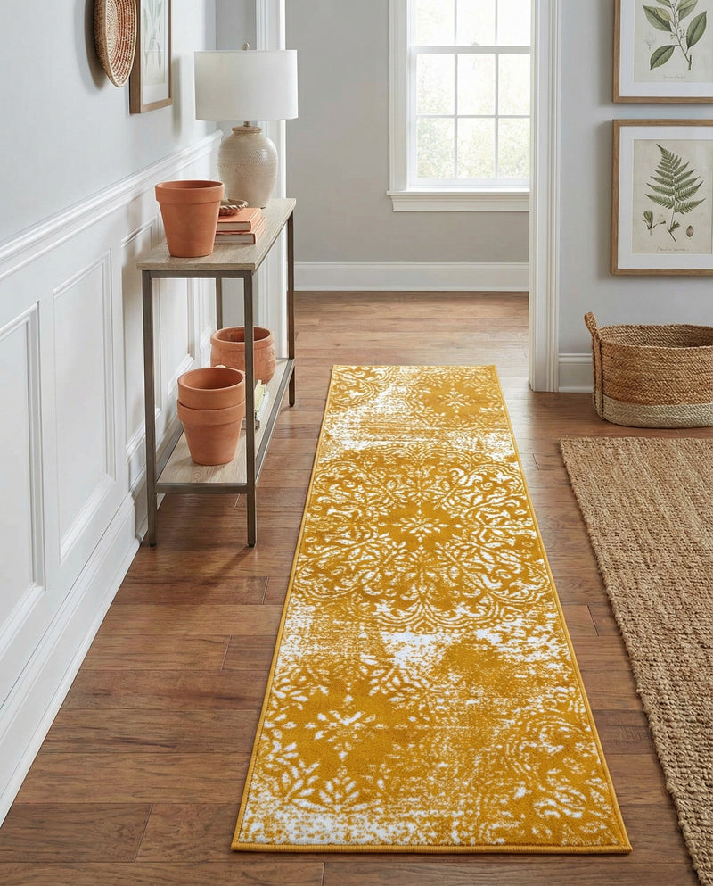Riviera Elegance Collection Area Rug -  Monaco (Yellow) Runner Yellow  lifestyle 83