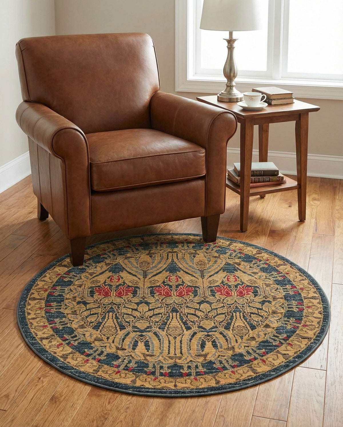 Chelsea Elegance Collection Area Rug -  Brompton (Navy Blue) Round Navy Blue  lifestyle 127