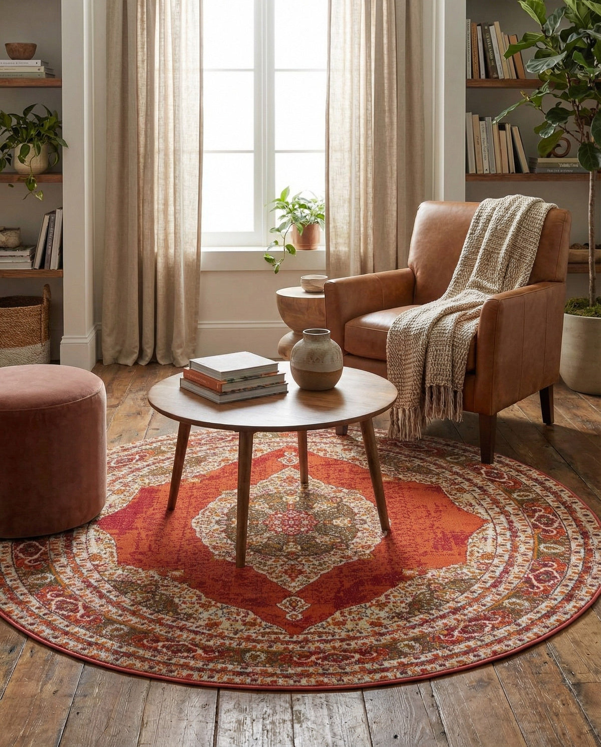 Caribbean Breeze Collection Area Rug -  Windward Round Red  lifestyle 177