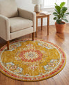 Brighton Terrace Collection Area Rug - Hove (Gold) Round Gold  lifestyle 53