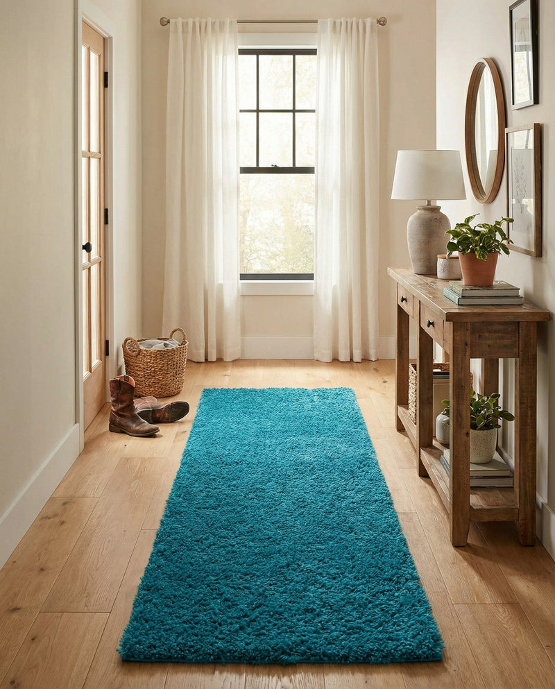 Plush Oasis Collection Area Rug - Serenity (Turquoise) Runner Turquoise  lifestyle 51