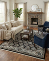 Persian Elegance Collection Area Rug -  Yazd Rectangle Navy Blue  lifestyle 19