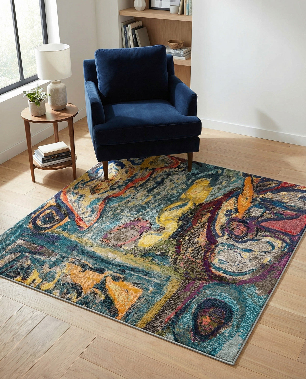 Autumnal Tapestry Collection Area Rug - Harvestville Square Multi  lifestyle 99