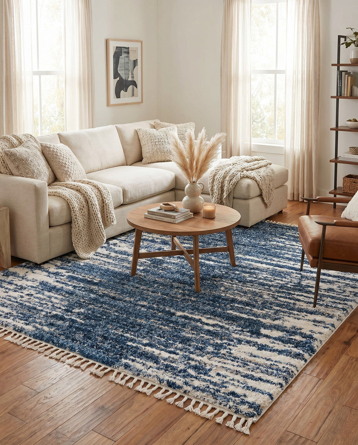 Tranquil Tides Shag Collection Area Rug - Marina Square Blue  lifestyle 214