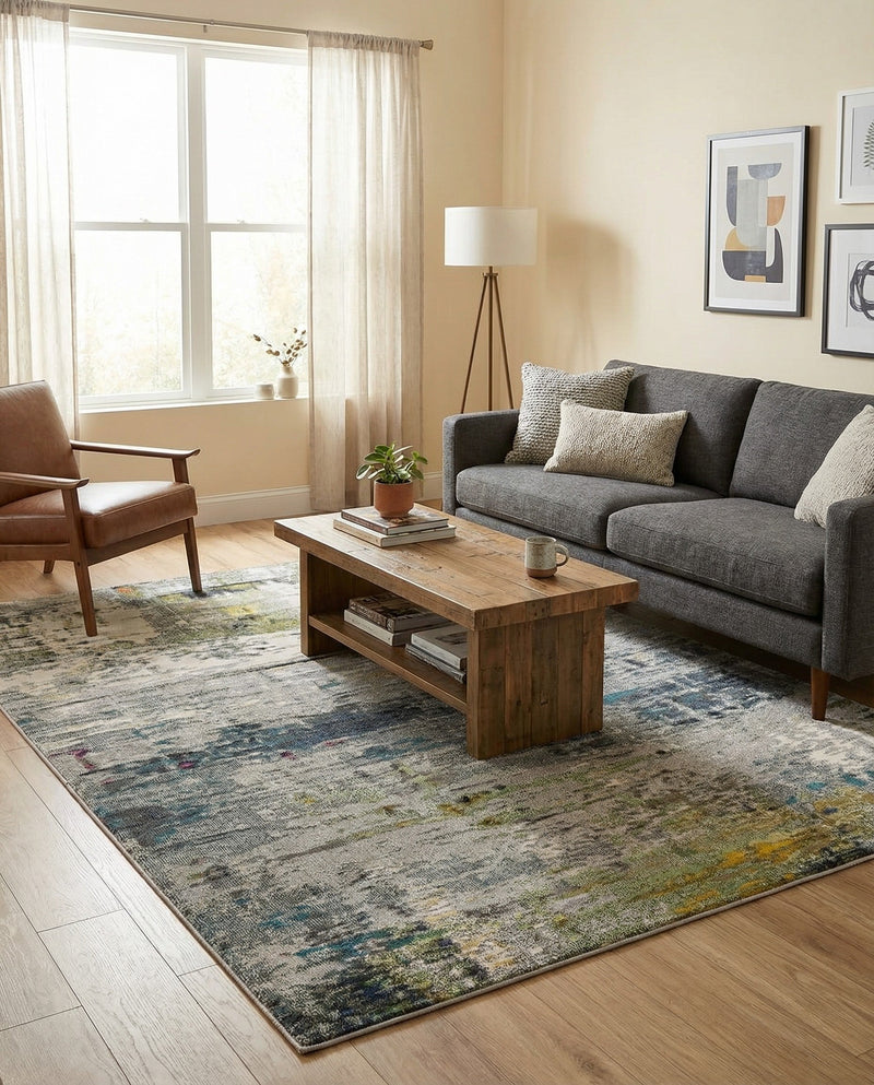 Chromatic Oasis Collection Area Rug -  Prism Rectangle Gray  lifestyle 15