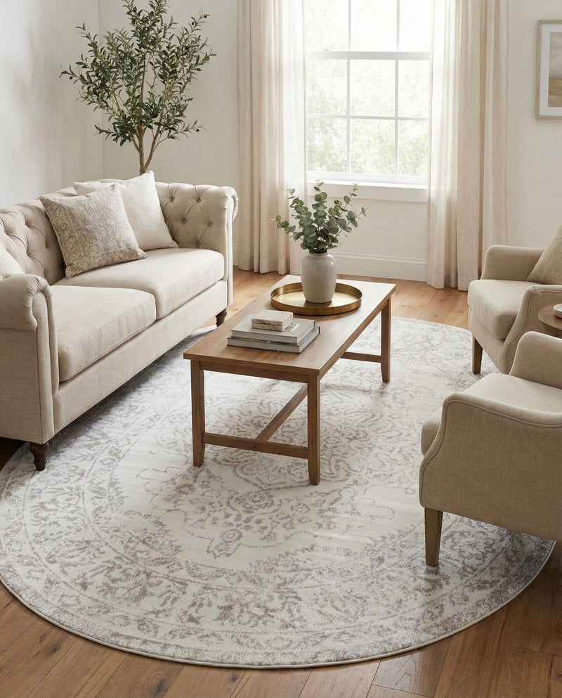 Cambridge Classics Collection Area Rug -  Magdalene (Ivory) Oval Ivory  lifestyle 60