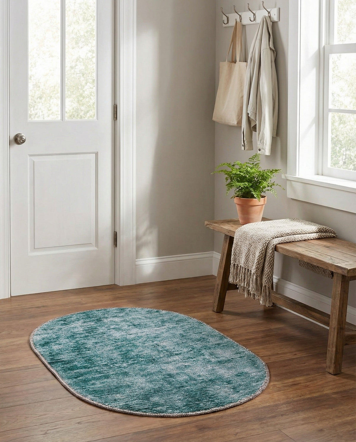 Sahara Essence Collection Area Rug - Oasis (Teal) Oval Teal  lifestyle 82