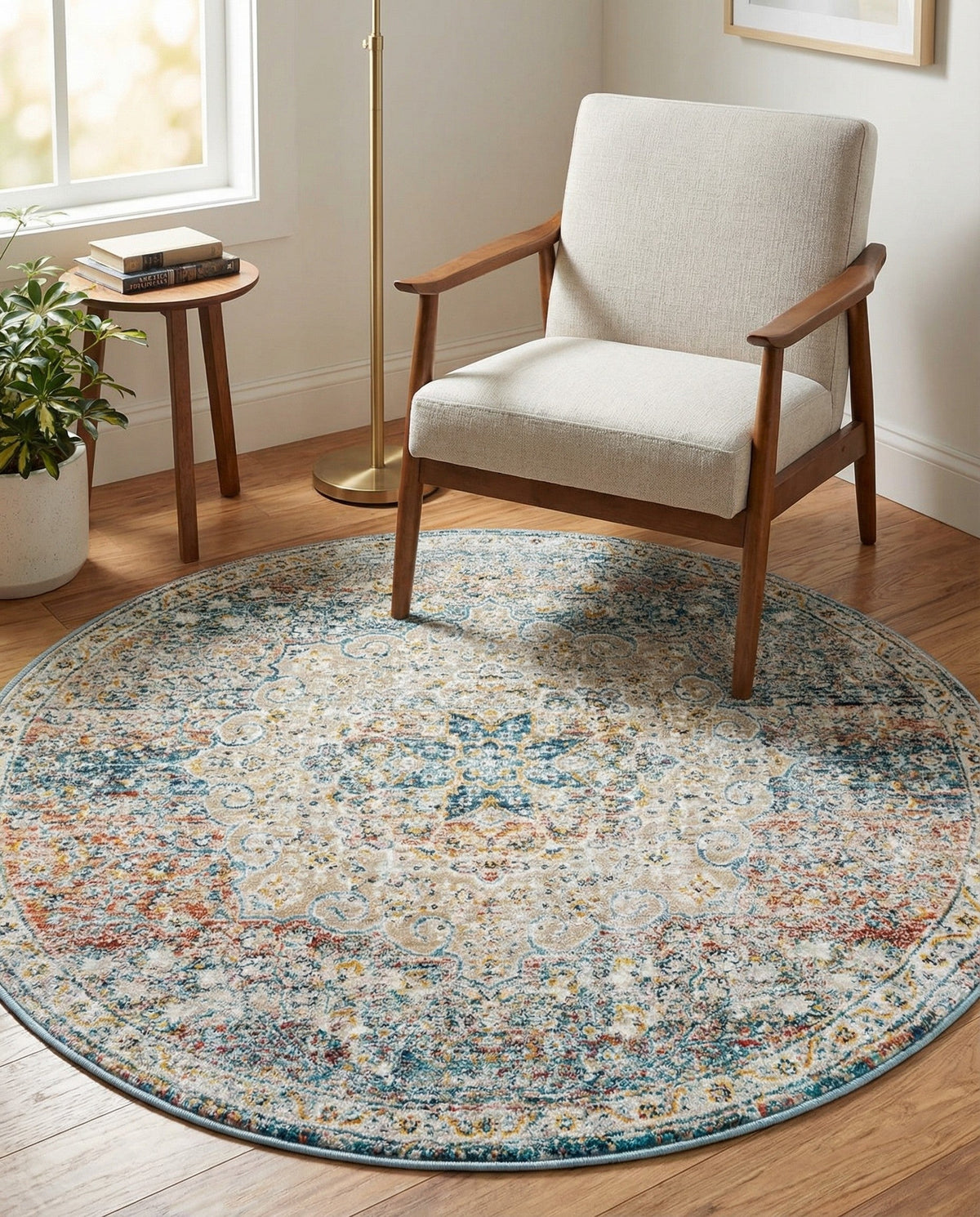 Coastal Haven Collection Area Rug - Seabreeze (Multi) Round Multi  lifestyle 98