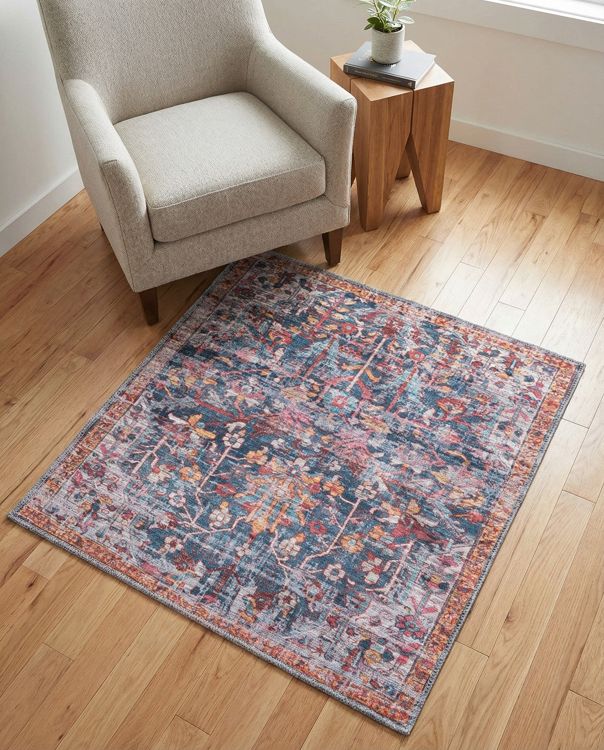 Zahara Oasis Collection Area Rug -  Nador Square Navy Blue  lifestyle 85