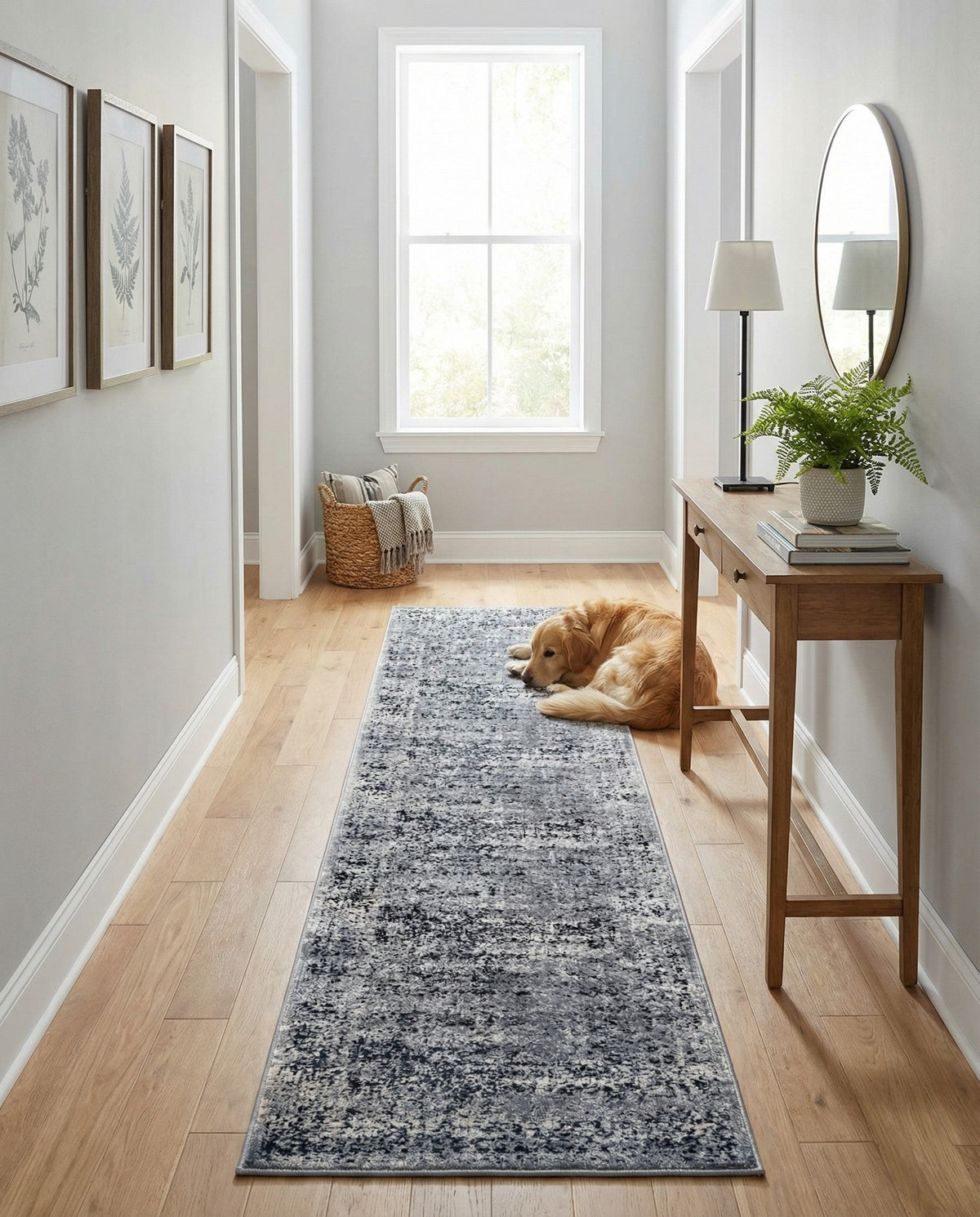 Coastal Manor Collection Area Rug -  Marina Runner Blue Gray  lifestyle 73