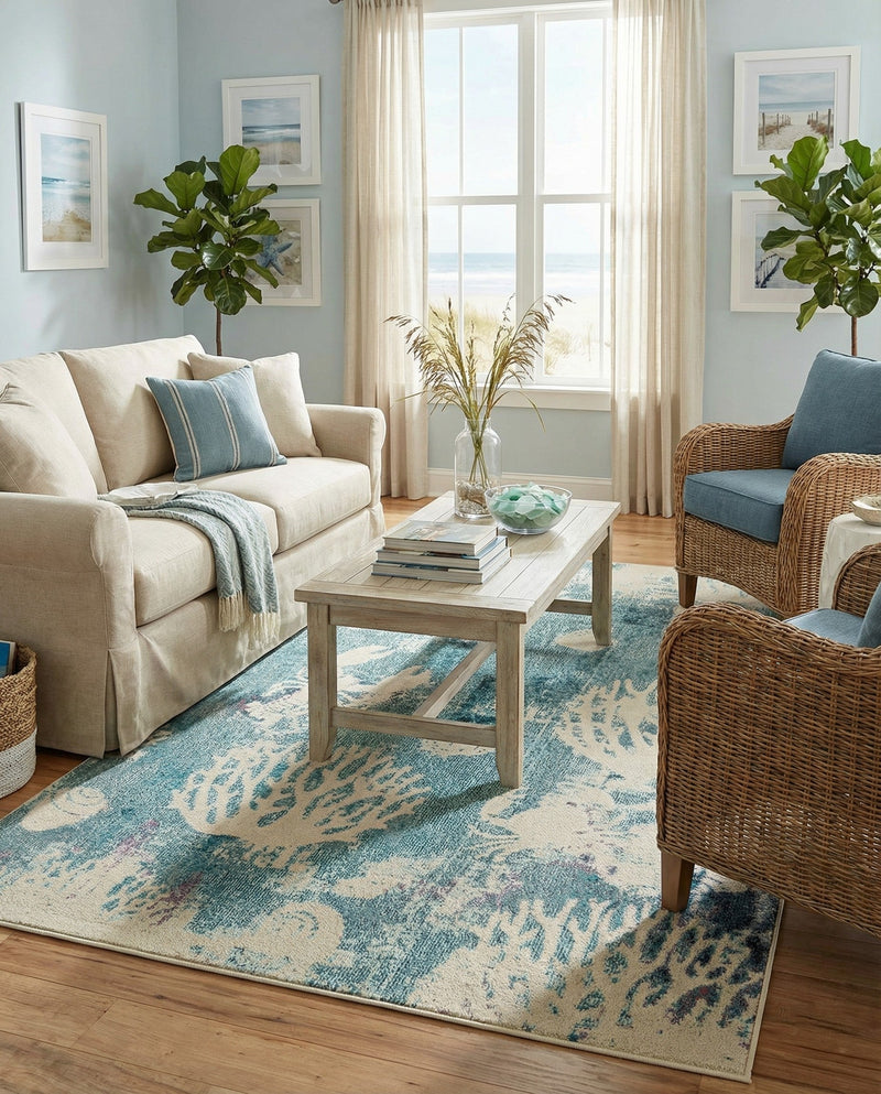 Sorrento Shores Collection Area Rug -  Vico Rectangle Light Blue  lifestyle 23