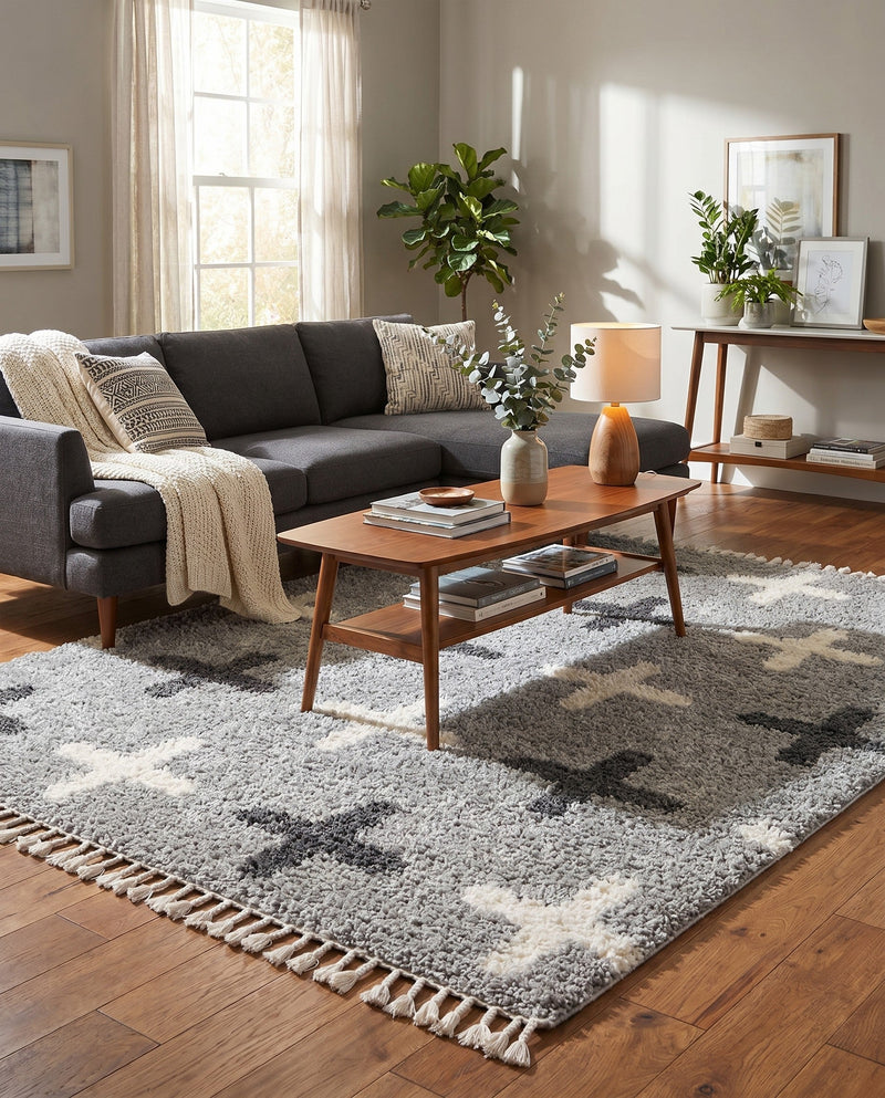 Cozy Cove Shag Collection Area Rug -  Driftwood Rectangle Light Gray  lifestyle 28