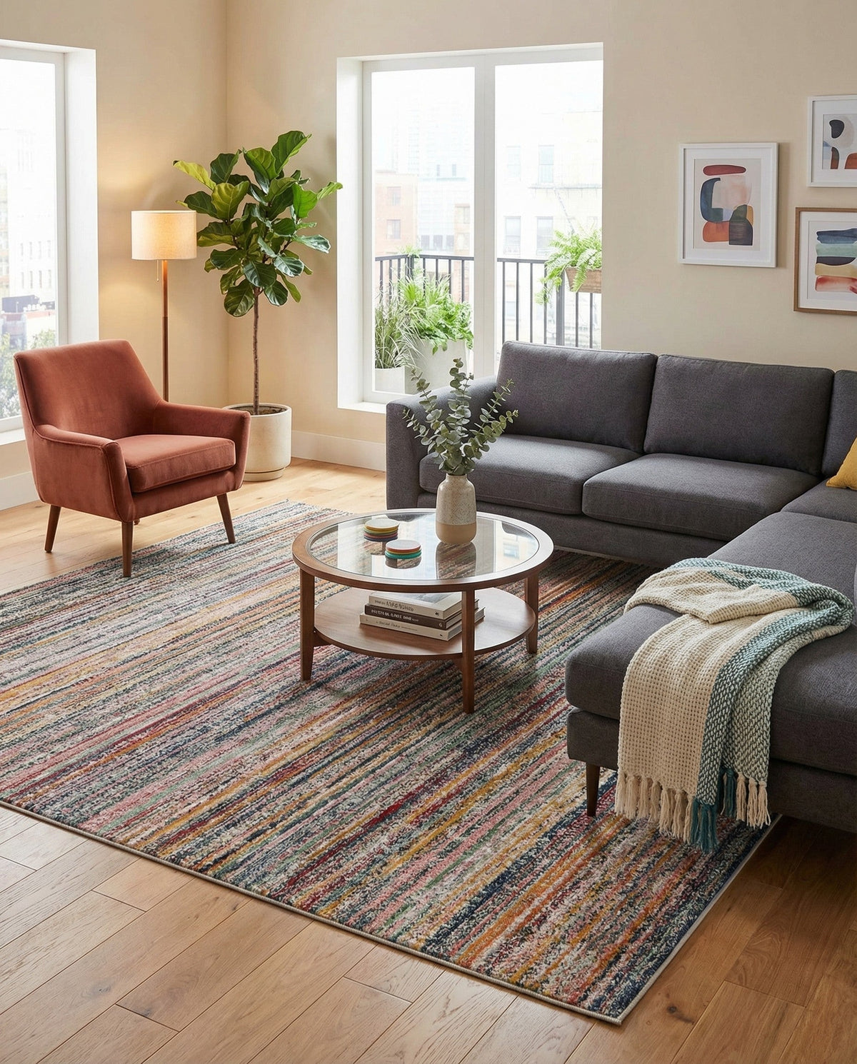 Jewel Oasis Collection Area Rug - Sapphire (Multi) Square Multi  lifestyle 60