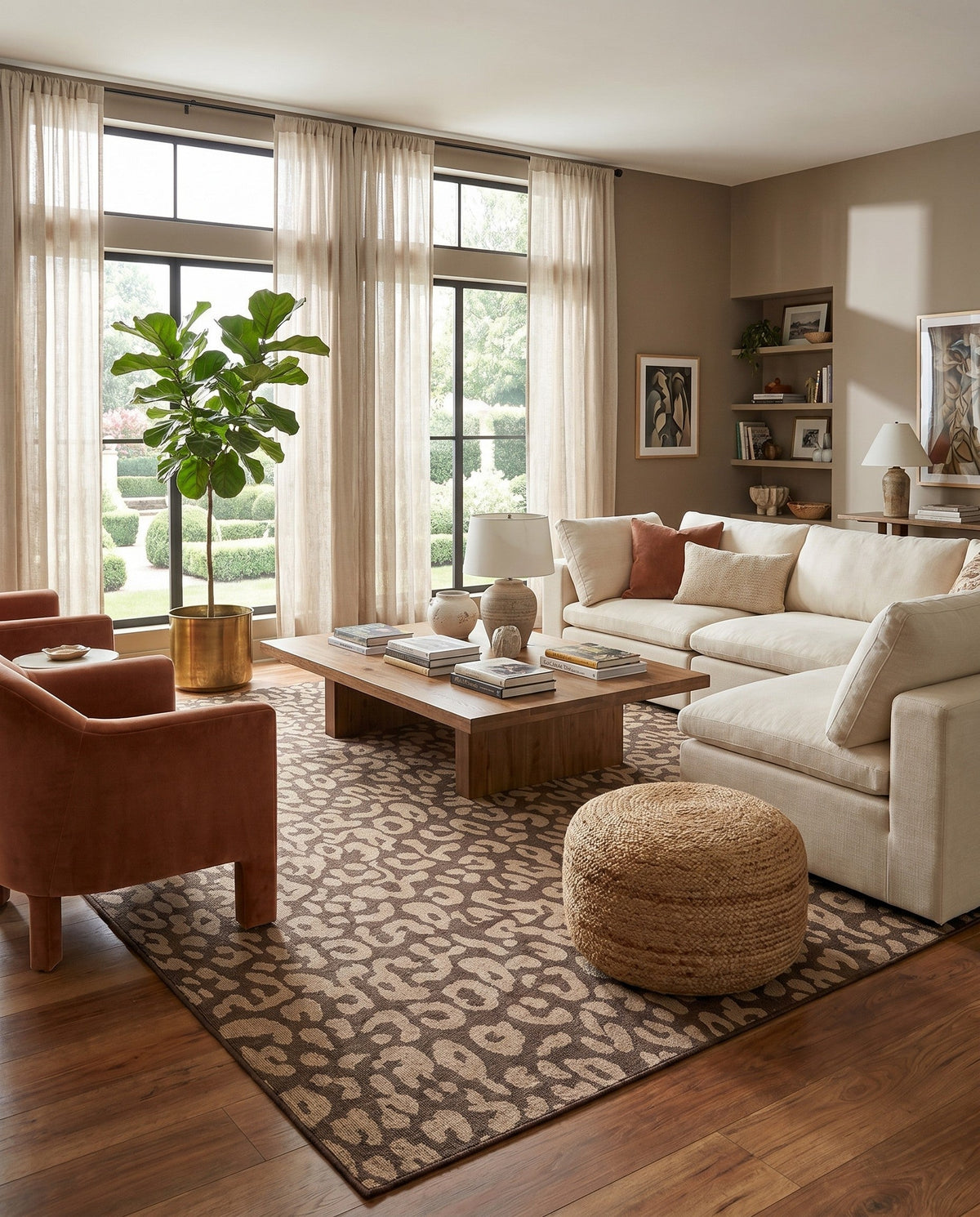 Sahara Sands Collection Area Rug -  Buto Square Brown  lifestyle 85