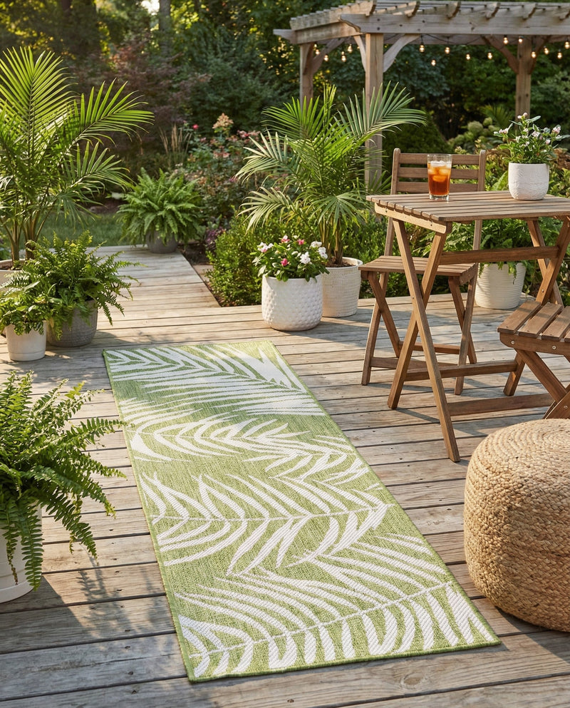 Seaside Blooms Collection Area Rug - Verdure (Green) Runner Green  lifestyle 63