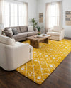 Berber Lattice Shag Collection Area Rug - Atlas (Yellow) Rectangle Yellow  lifestyle 8