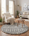 Berber Lattice Shag Collection Area Rug - Atlas (Gray) Round Gray  lifestyle 69
