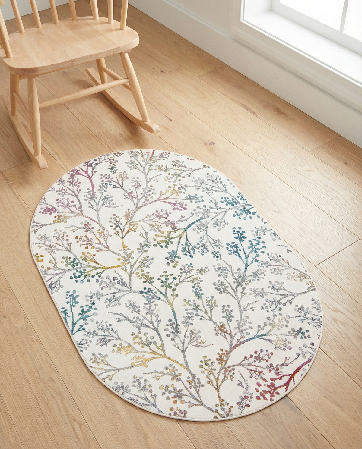 Meadow Breeze Collection Area Rug -  Sunbeam Oval Ivory  lifestyle 168