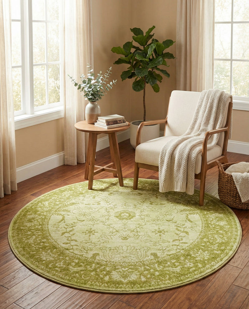 Horizon Collection Area Rug -  Apex (Light Green) Round Light Green  lifestyle 50