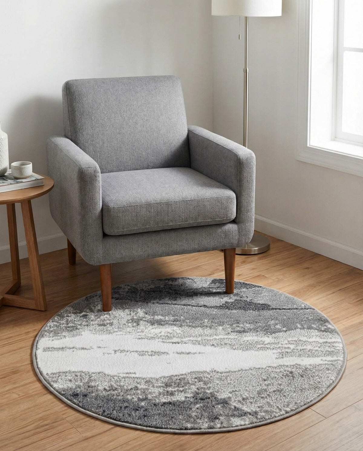 Copenhagen Edge Collection Area Rug - Nyhavn Round Black  lifestyle 180