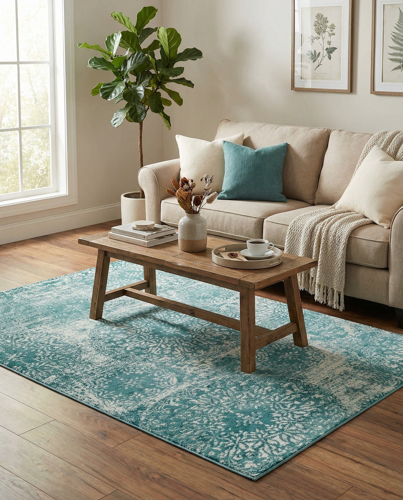 Riviera Elegance Collection Area Rug -  Monaco (Turquoise) Rectangle Turquoise  lifestyle 4