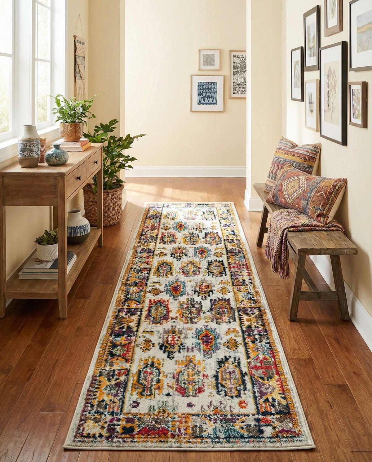 Brighton Terrace Collection Area Rug -  Portslade Runner Ivory  lifestyle 126