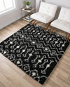 Berber Lattice Shag Collection Area Rug - Atlas (Black and White) Square Black and White  lifestyle 31