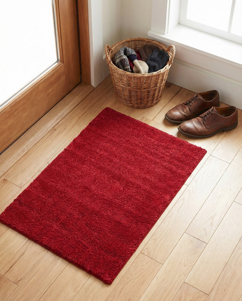 Solid Shag Seaside Collection Area Rug - Azure Cove (Red) Rectangle Red  lifestyle 4