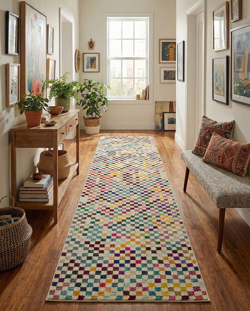 Chromatic Oasis Collection Area Rug -  Flora Runner Multi  lifestyle 57