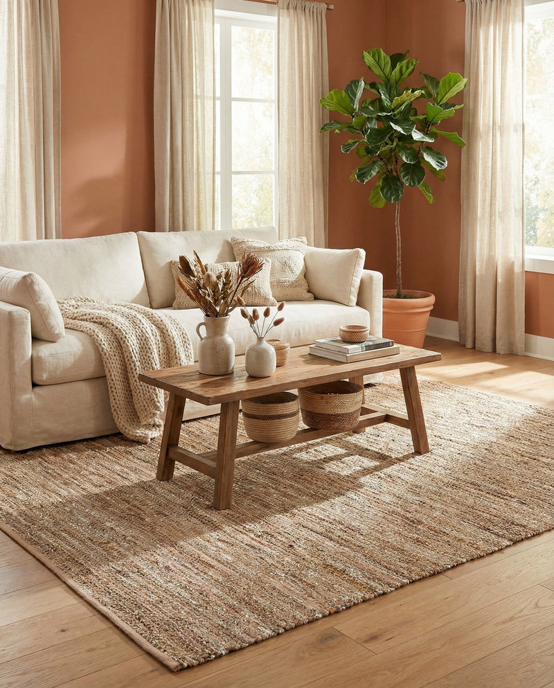 Urban Shimmer Jute Collection Area Rug - Metropolis Rectangle Natural  lifestyle 16