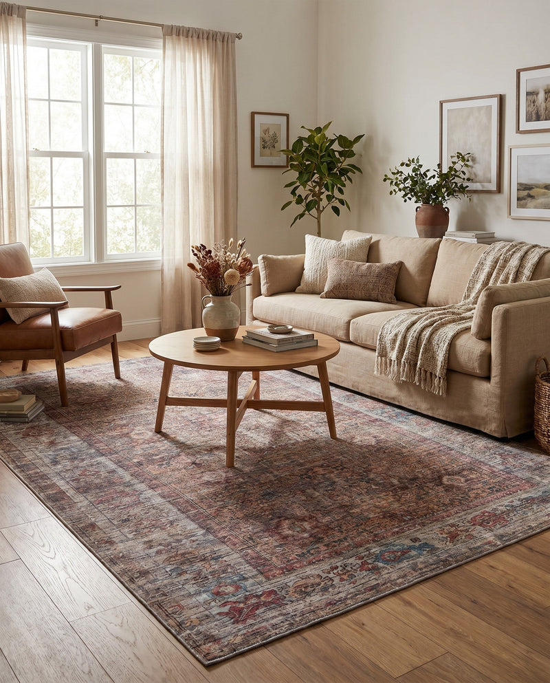 Vintage Memories Collection Area Rug -  Reverie Rectangle Rust Red and Brown  lifestyle 5