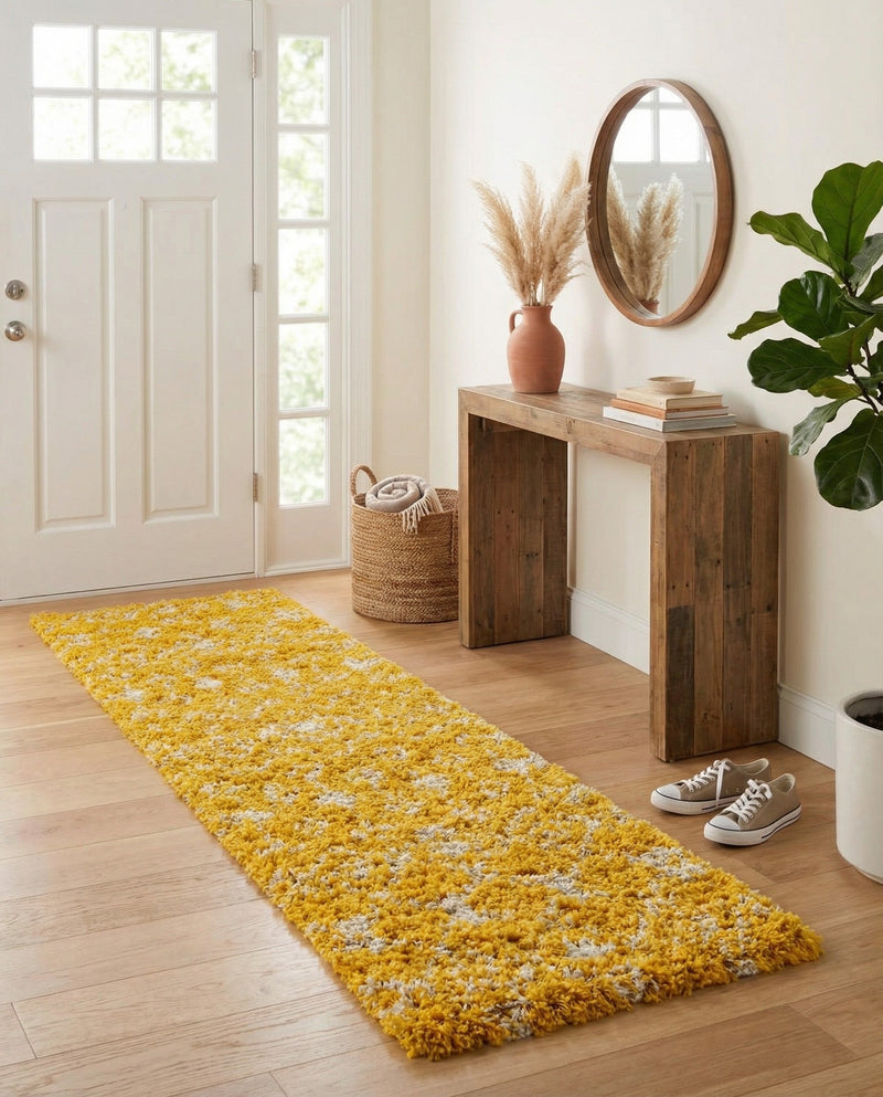 Berber Lattice Shag Collection Area Rug - Atlas (Yellow) Runner Yellow  lifestyle 34
