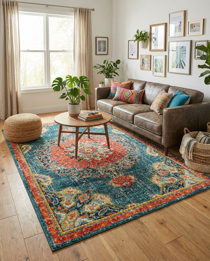 Brighton Terrace Collection Area Rug - Hove (Blue) Rectangle Blue  lifestyle 8