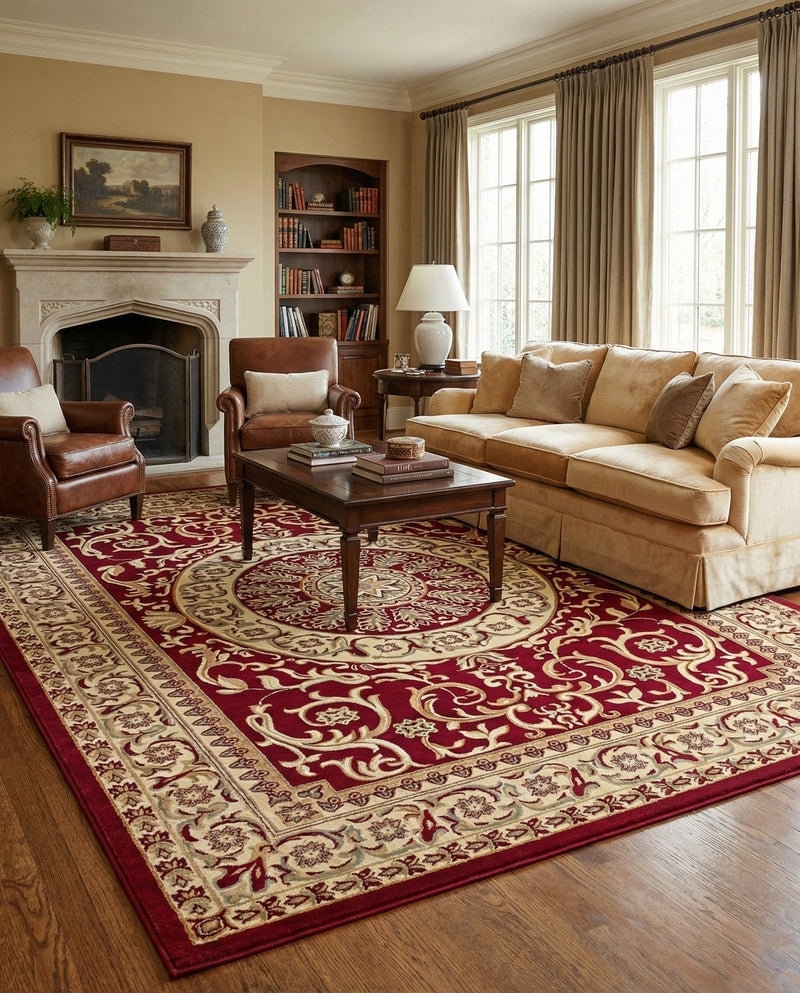 Versailles Elegance Collection Area Rug -  Montreuil Rectangle Red  lifestyle 65