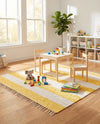 Tassel Trail Collection Area Rug - Pathway (Yellow and Ivory) Square Yellow and Ivory  lifestyle 36